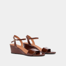 Sandales compens&eacute;es brown