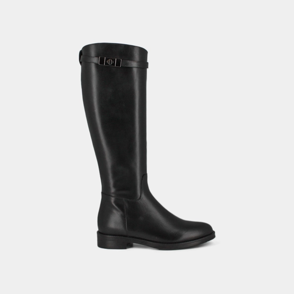 Round-toe boots in black leather | FLY