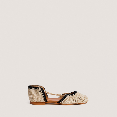 Ballerines &agrave; lacets black/beige