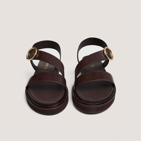 Sandales &agrave; brides larges dark brown