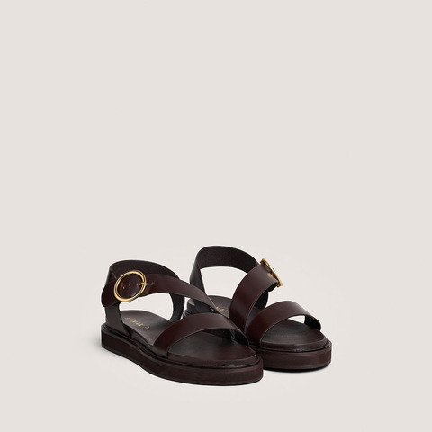 Sandales &agrave; brides larges dark brown