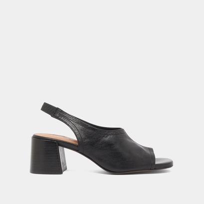 Sandales &agrave; bouts ouverts in black leather | brownie