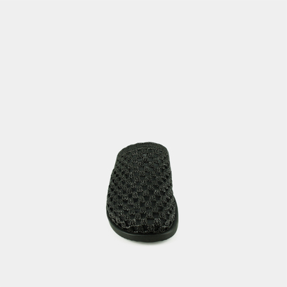Mules ajour&eacute;es in black raffia | wolfang