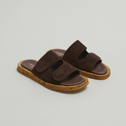 Mules &agrave; deux lani&egrave;res in dark brown suede | elsie