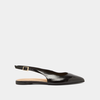 Ballerines slingbacks in black pleated varnish | noa