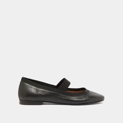 Ballerines &agrave; lani&egrave;res en cuir noir | dabus