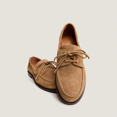 Mocassins &agrave; lacets &eacute;pais in beige suede | olga
