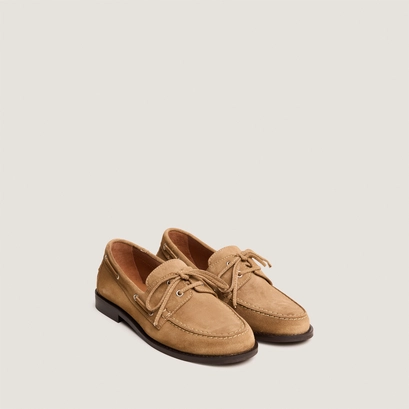 Mocassins &agrave; lacets &eacute;pais in beige suede | olga