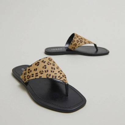 Nu-pieds &agrave; entredoigt in leopard print | sydney