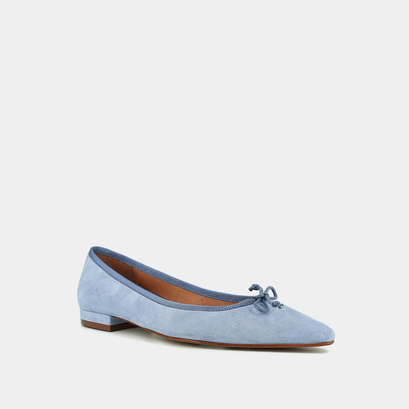 Ballerines &agrave; bouts pointus et lacets in light blue velvet | damo
