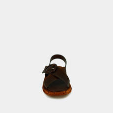 Sandales &agrave; lani&egrave;res entrecrois&eacute;es cognac