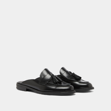 Mocassins &agrave; glands et bouts arri&egrave;res ouv... black
