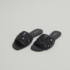 Nu-pieds &agrave; fleurs black / black