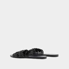 Nu-pieds &agrave; fleurs black / black