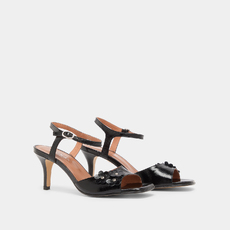 Sandales &agrave; talons et fleurs black