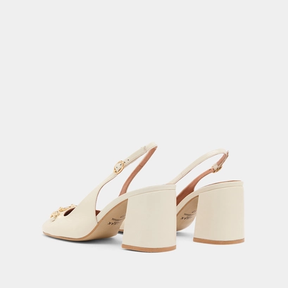 Slingback pumps in ecru distressed leather | DECOUV