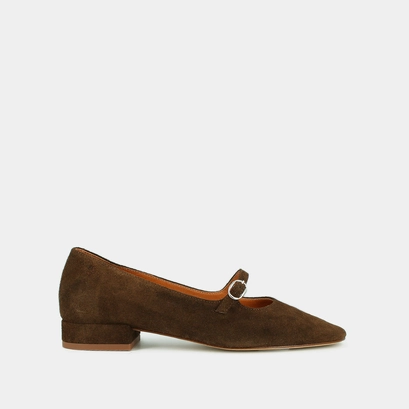 Babies &agrave; bouts carr&eacute;s in brown suede | div
