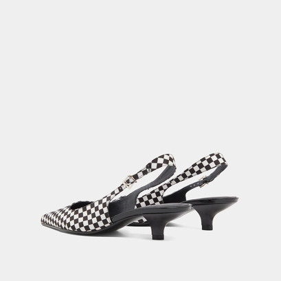 Escarpins &agrave; petits talons et boucles ajustables in black and white textile | douala