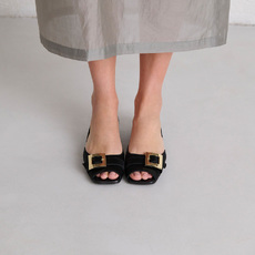 Ballerines &agrave; bouts ouverts black