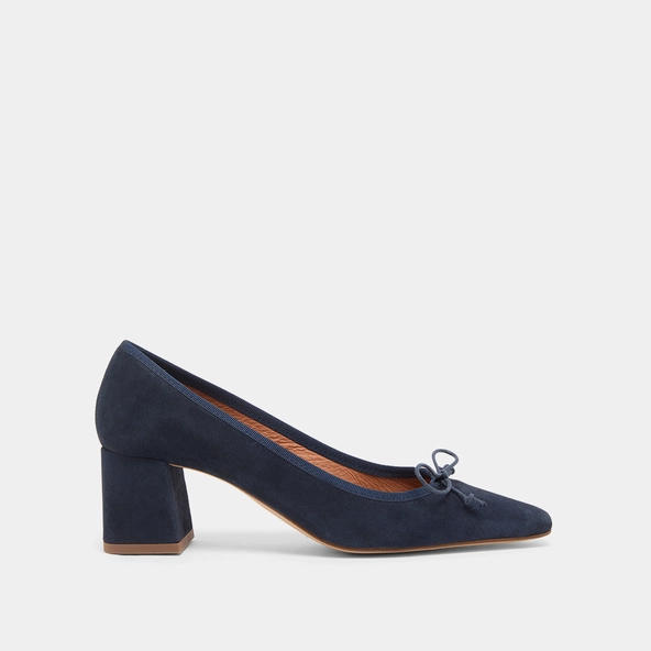 Escarpins &agrave; lacets in navy velvet | DRING