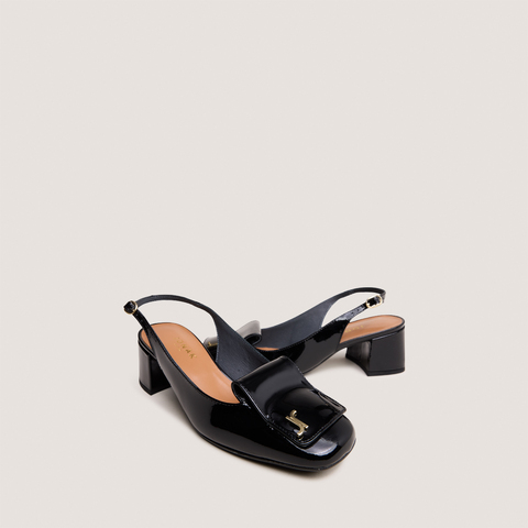 Escarpins slingbacks &agrave; monogrammes black