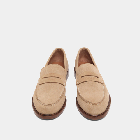 Mocassins &agrave; bouts ronds beige
