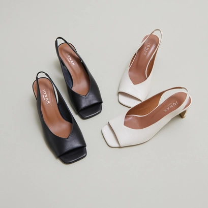 Slingback pumps in ecru leather | dicton