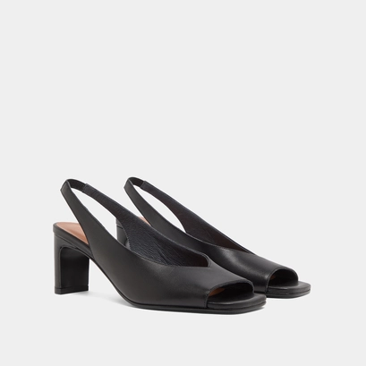 Slingback pumps in black leather | dicton