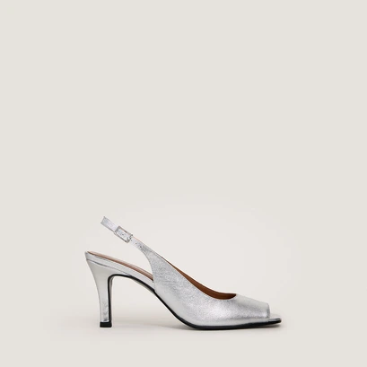 Escarpins slingbacks in silver metallic leather | devotion