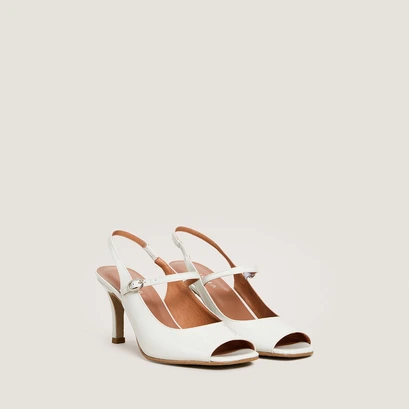 Babies slingbacks &agrave; talons in pearl varnish | discret
