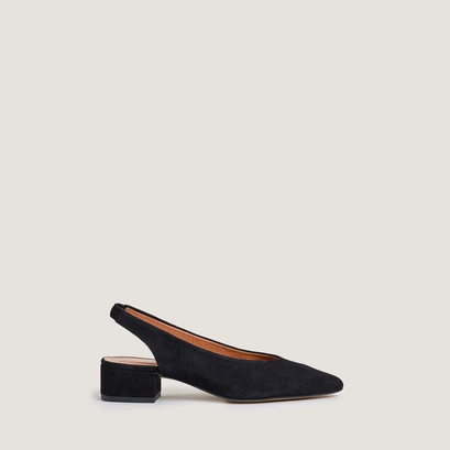 Open toe ballet flats in black velvet | vince