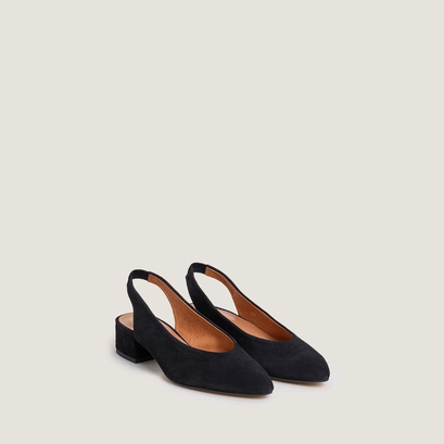 Open toe ballet flats in black velvet | vince