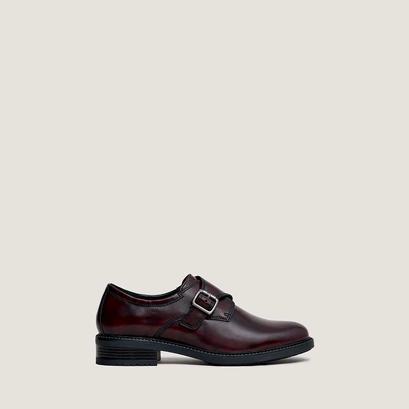 Derbies &agrave; boucles in burgundy shiny leather | atlantis
