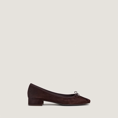 Ballet flats with heel in brown velvet | dadou