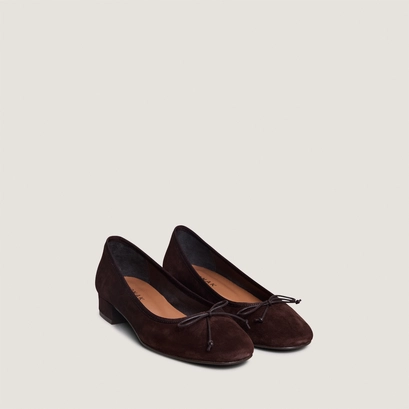 Ballet flats with heel in brown velvet | dadou