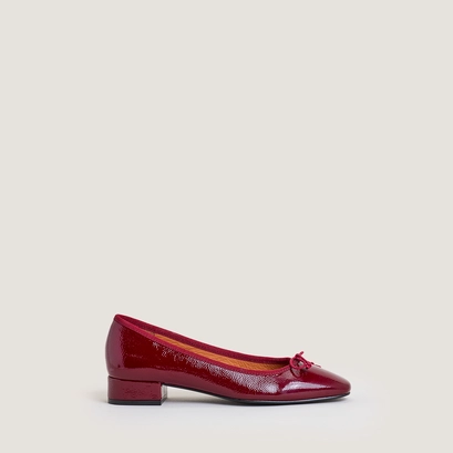 Ballet flats with heels in pleated patent leather | dadou