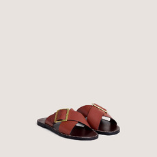 Nu-pieds &agrave; lani&egrave;res entrecrois&eacute;es cognac