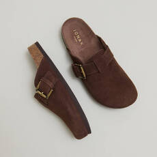 Mules &agrave; boucles brown