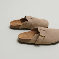 Mules &agrave; boucles taupe