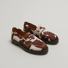Mocassins &agrave; bouts ronds vache marron