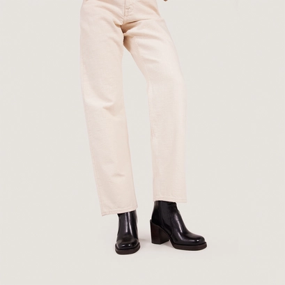 Bottines &agrave; talons hauts et plateformes in aged black leather | benicio