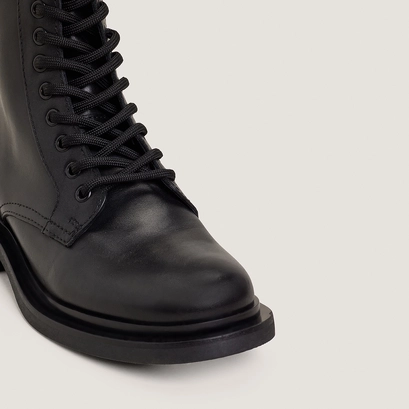 Boots &agrave; lacets in black leather | mathias
