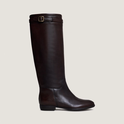 Bottes hautes in dark brown patinated leather | melody