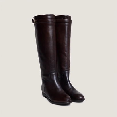 Bottes hautes in dark brown patinated leather | melody