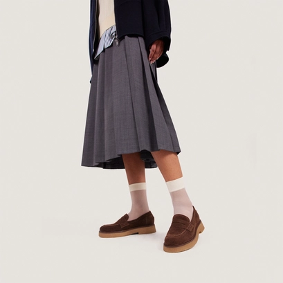 Mocassins &agrave; bouts ronds in dark brown suede | marion