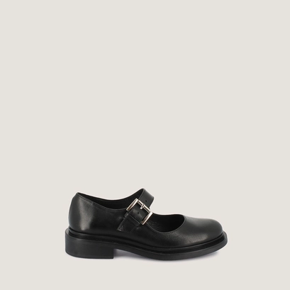 Babies &agrave; bouts ronds in black leather | mathou