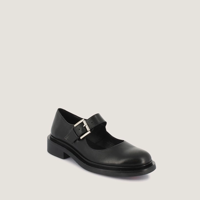 Babies &agrave; bouts ronds in black leather | mathou