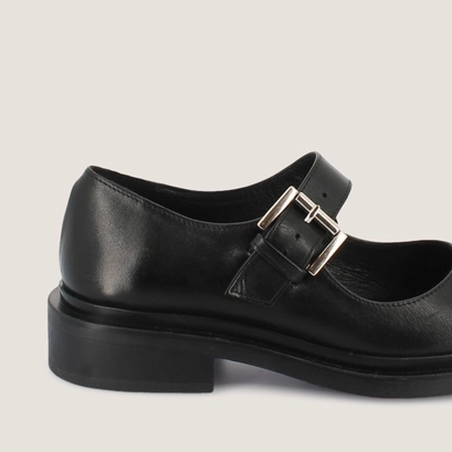 Babies &agrave; bouts ronds in black leather | mathou