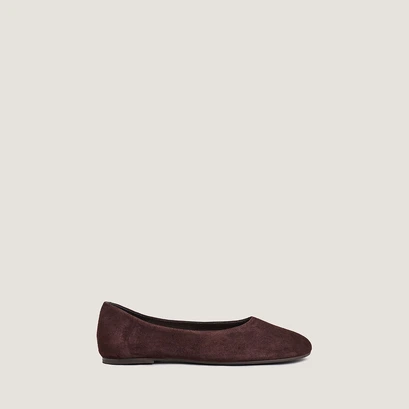 Ballerines &agrave; bouts arrondis in brown velvet | derline
