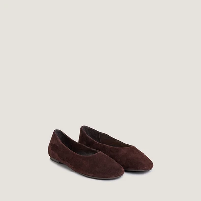 Ballerines &agrave; bouts arrondis in brown velvet | derline